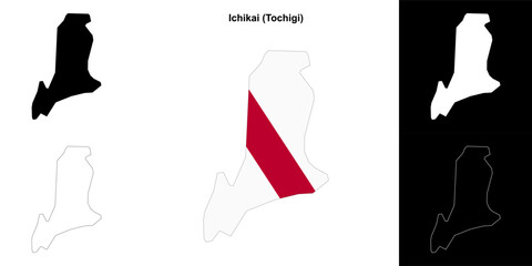 Ichikai (Tochigi) outline map set