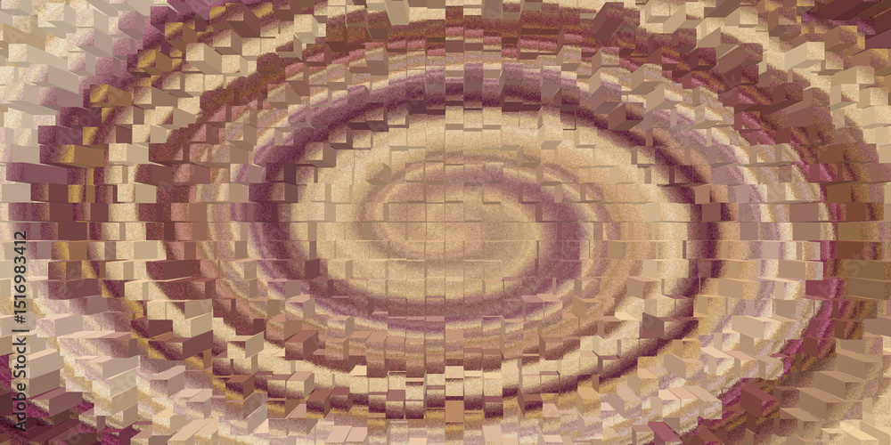 Poster swirling blocks create abstract design form
