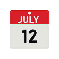 July 12 Calendar Icon Vector – Diary Reminder Design Template Illustration