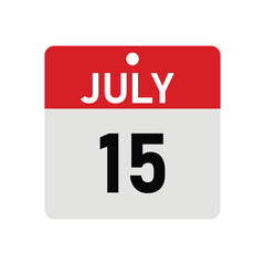 July 15 Calendar Icon Vector – Diary Reminder Design Template Illustration