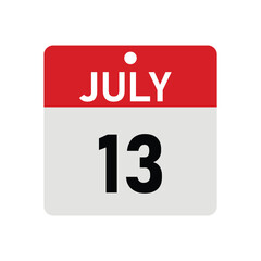 Fototapeta premium July 13 Calendar Icon Vector – Diary Reminder Design Template Illustration 