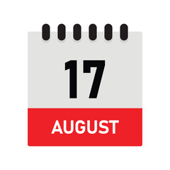 August 17 Reminder Calendar Icon – Dairy Design Vector Template for Planners