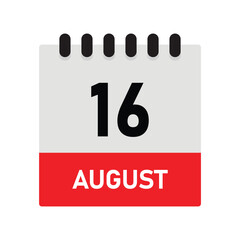 August 16 Reminder Calendar Icon – Dairy Design Vector Template for Planners