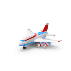 Toy Cartoon Airplane Isolated on Transparent Background