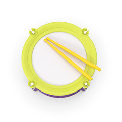 Obraz premium Toy Drum with Drumsticks Isolated on Transparent Background