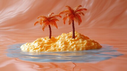 Obraz premium Tiny island with palm trees in pastel colors