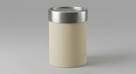 Cream cylindrical can packaging mockup design template