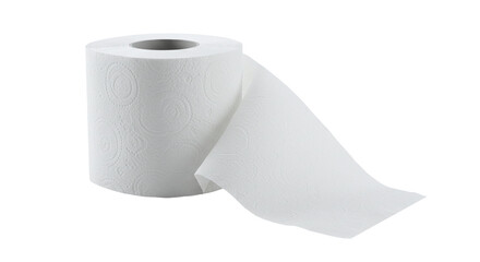 Roll of white toilet paper hygiene household item isolated on a transparent background