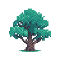 Obraz premium A solitary pixel tree stands tall embracing the tranquility of the night on transparent background