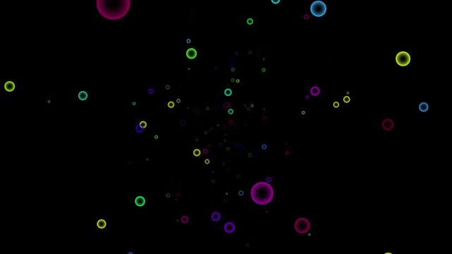 Fantastic video animation with glowing colorful bubble objects in motion, 1920&times;1080 loop 4K best for intros 