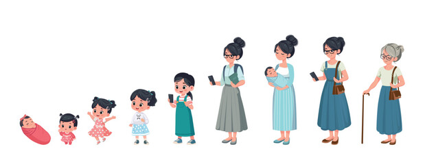 woman grow life cycle vector