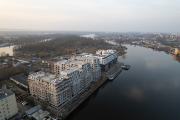 New Development and Modern Apartments near Odra river. Szczecin Poland.