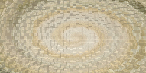Abstract beige blocks in circular pattern