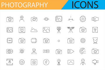 Simple photography icons for use in media, web design, and branding.