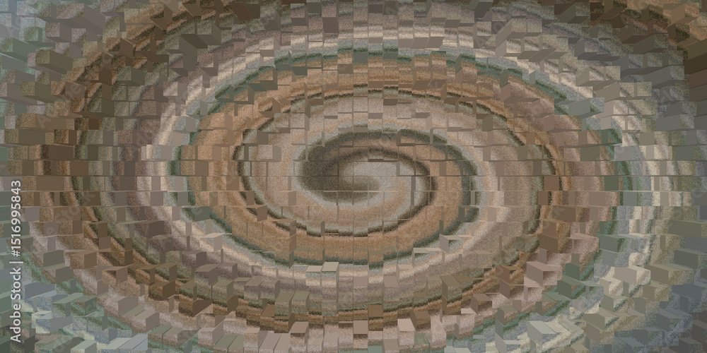 Poster abstract spiral pattern with block texture