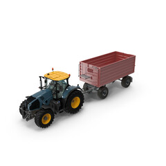 Tractor with Dump Trailer New Isolated on Transparent Background