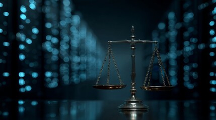 Elegant Silver Scales of Justice Dark Blue Background Professional Law Legal Concept Image Justice Symbol Balance Equality Law Firm Legal System Judicial System Legal    
