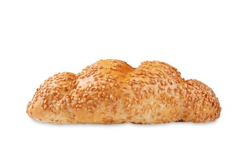 Sesame seeds braided bun on a white isolated background
