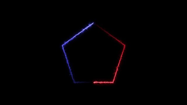 Pentagon neon frame border line animation.
Neon glowing frame border animation alpha channel.