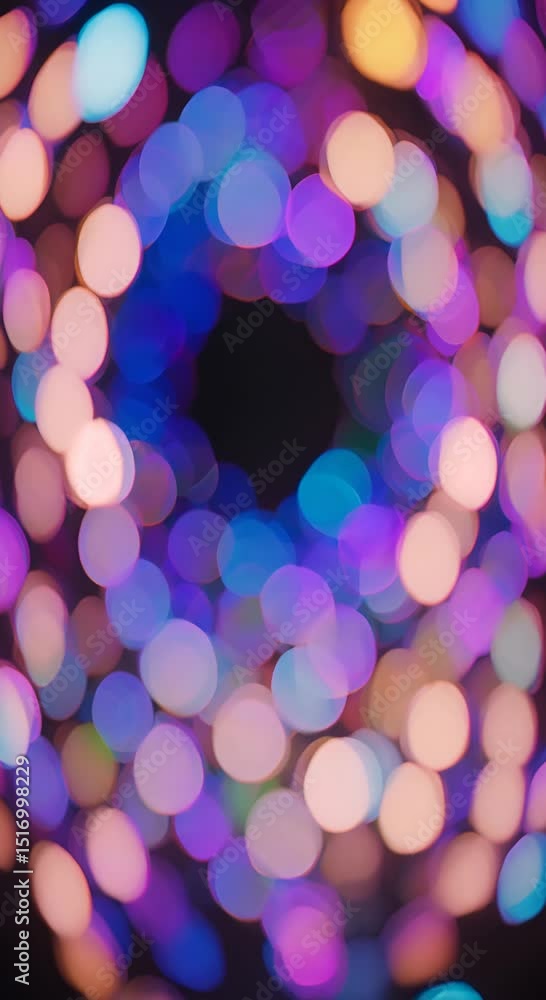 Poster a blurry image of colorful lights creating a bokeh effect against a dark background 4k vertical