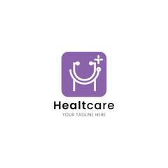 Letter H minimalist and iconic healthcare logo, medical and clinic with stethoscope