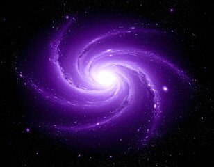 Spiral galaxy in vibrant purple hues against a black backdrop