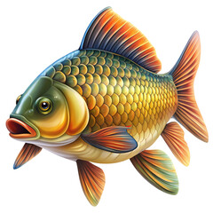 Vibrant Goldfish with Detailed Fins isolated on transparent baackground