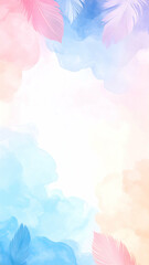 Pastel Watercolor Background with Delicate Feathers
