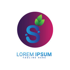 Fototapeta premium S text logo, leaf, tree, nature, icon, design, eco, vector, green, 