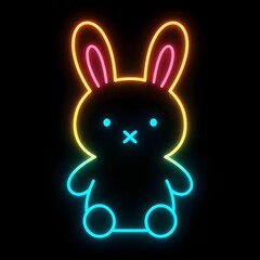 Obraz premium Adorable Rainbow Neon Bunny Design Perfect for Kids Apparel Stickers and Bright Decorations