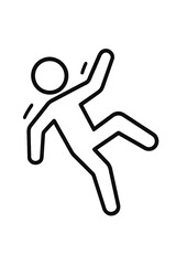 Simple Line Drawing of a Person Falling Down a Graphic Design Element for Safety or Caution