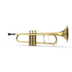 Obraz premium Brass trumpet musical instrument isolated on transparent background