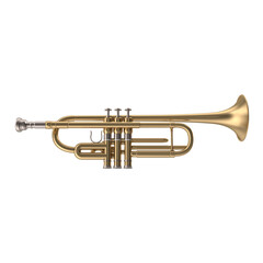 Obraz premium Brass trumpet musical instrument isolated on transparent background