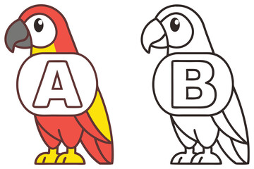 Parrot themed Alphabet Learning Tool in Color and Black and White