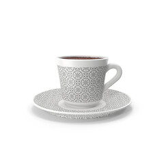 Turkish coffee cup with saucer isolated on transparent background