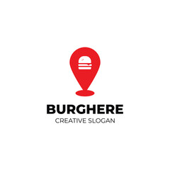 Minimalist burger logo with pin map