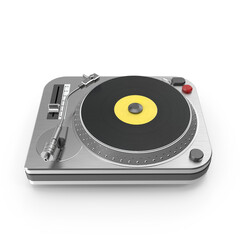 Obraz premium Vintage turntable with vinyl record isolated on transparent background