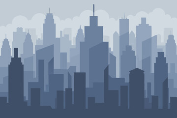 Obraz premium New York City urban downtown business towers silhouette and panorama cityscape with reflection in the sky