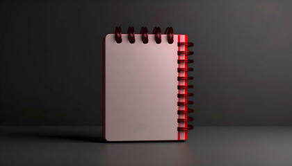 Blank Red Spiral Notebook on Dark Background