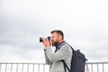 male photographer in the city