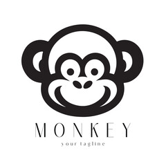 Minimal Monkey Logo Design &ndash; Vector Silhouette Style for Modern Branding
