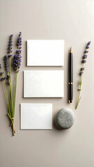 Elegant Stationery Mockup with Lavender and Stone