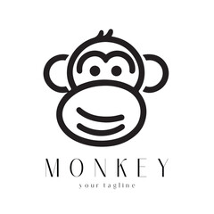 Minimal Monkey Logo Design – Vector Silhouette Style for Modern Branding
