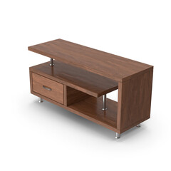 Modern Wooden Coffee Table with Drawer isolated on transparent background