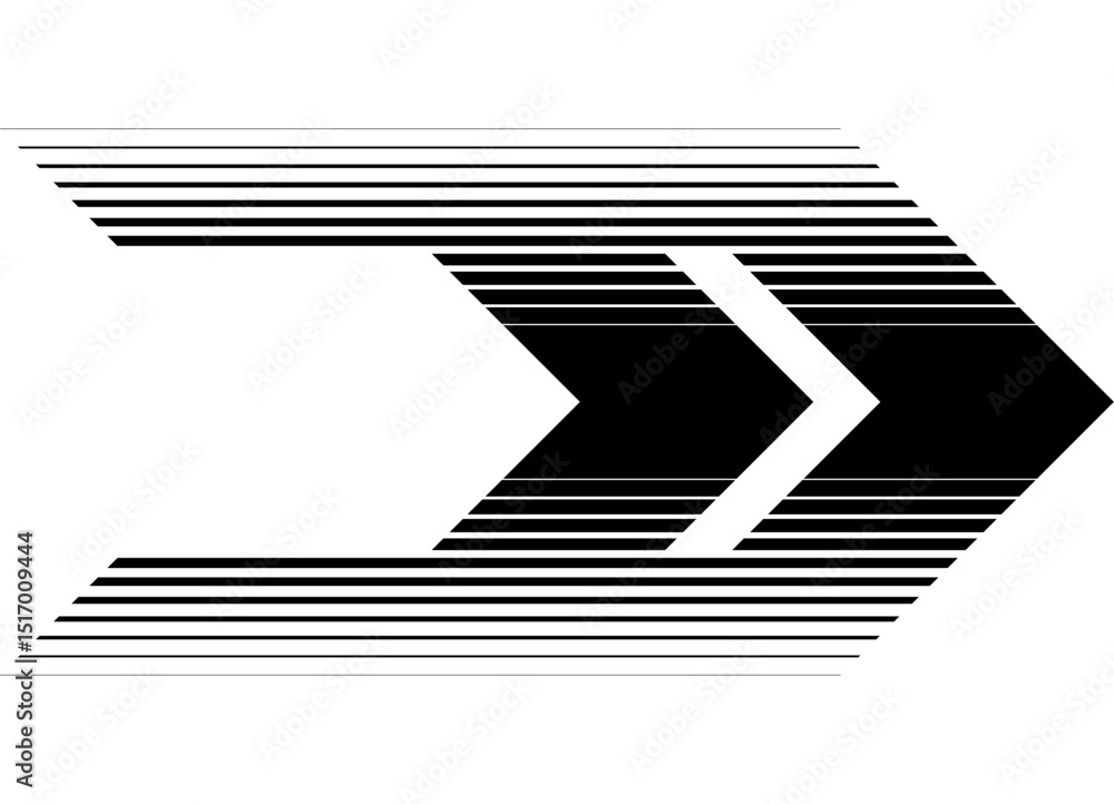 Poster modern striped arrow with place for text. direction indicator. black design element. sport vector ba