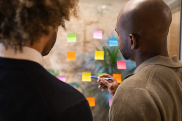 Diverse professionals brainstorming in Barcelona