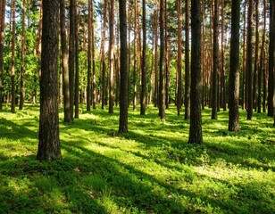 Fototapeta premium Sunlight dappled forest floor
