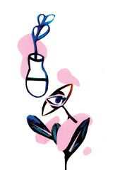 Flower Eye and Abstract Vase