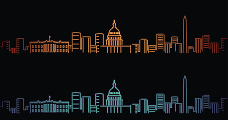 Washington Neon Style Simple Skyline on Dark Background