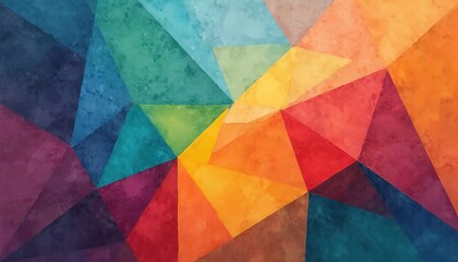 Vibrant abstract artwork with geometric shapes, spectrum colors. Digital art, watercolor style. Bold artistic design background perfect for digital art, modern decor, fashion prints.